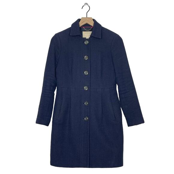 Banana Republic Jackets & Blazers - Banana Republic Navy Coarse Cotton Weave Button Front Overcoat Women's XS